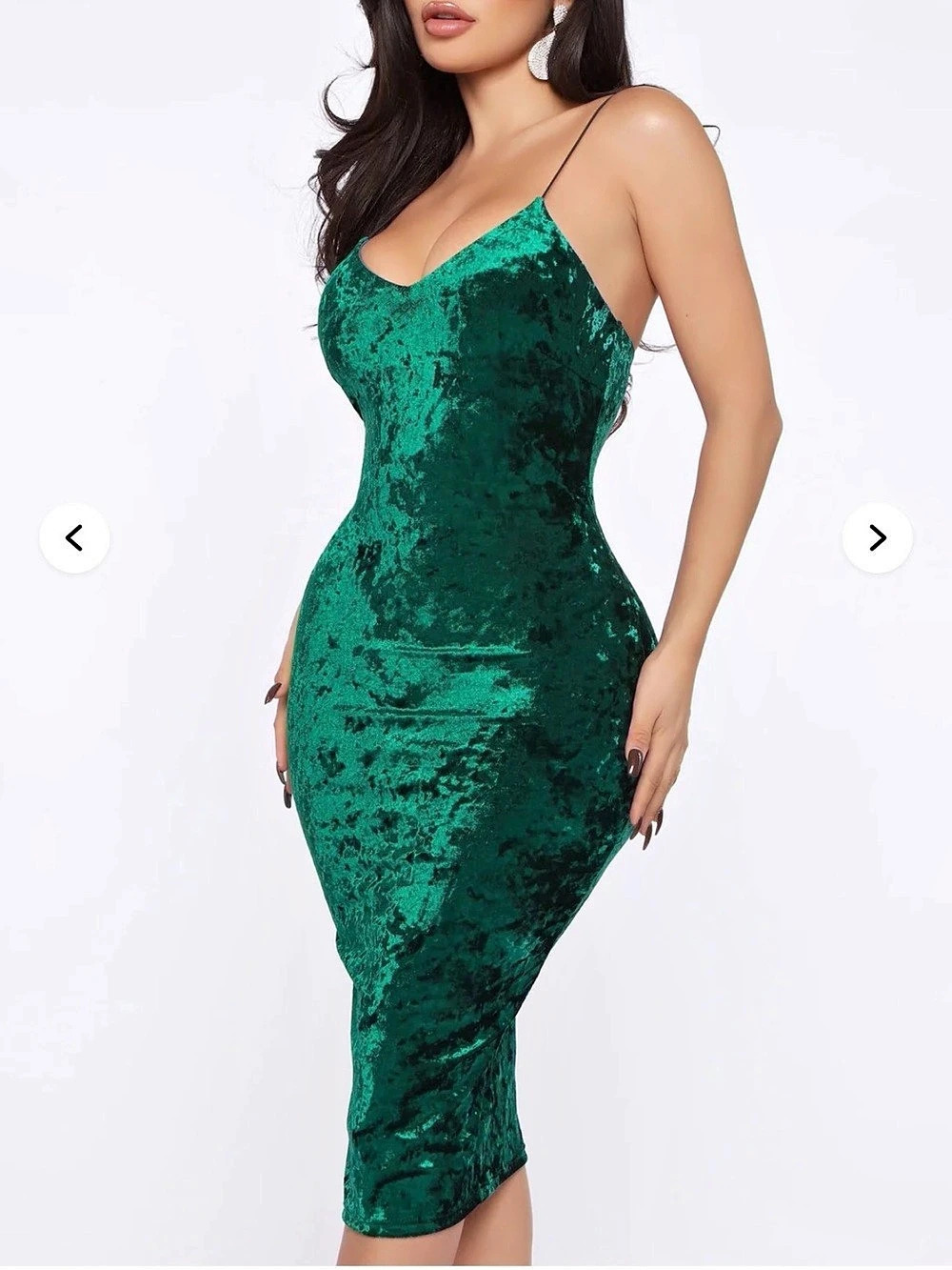 Fashion Nova Step On The Scene Velvet Midi Dress Green Large